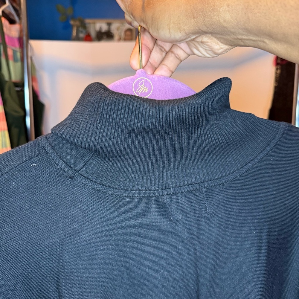 JM Collection size XX-Large Turtleneck Charcoal Knit Poncho-Style Top - Picture 5 of 8